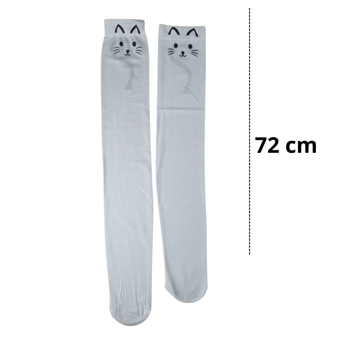 Meia Calça Gatinho Branco Para Fantasia Cosplay e Festa 5/8