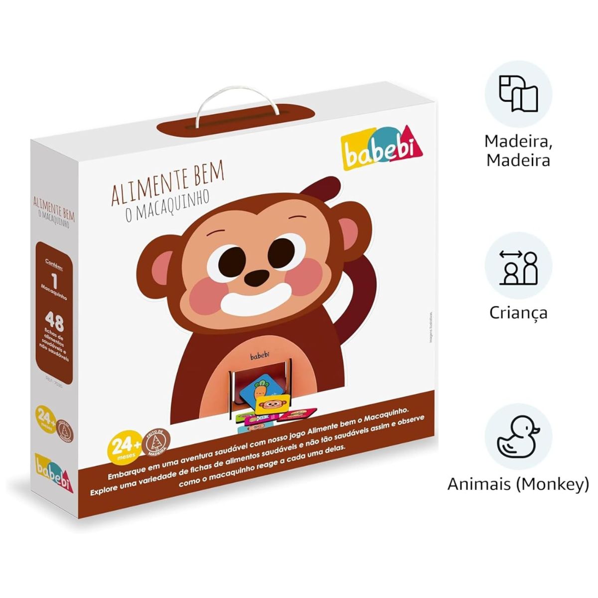 Brinquedo Jogo Educativo Didático Alimente Bem O Macaquinho - Babebi