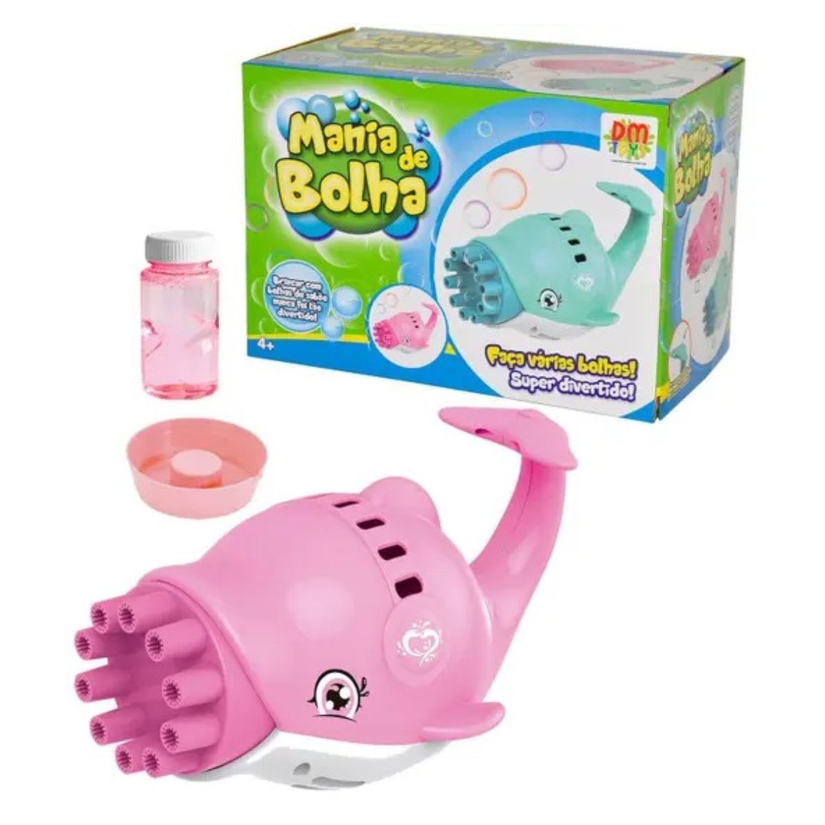 Lançador Bolha de Sabão Golfinho Mania De Bolha Rosa
