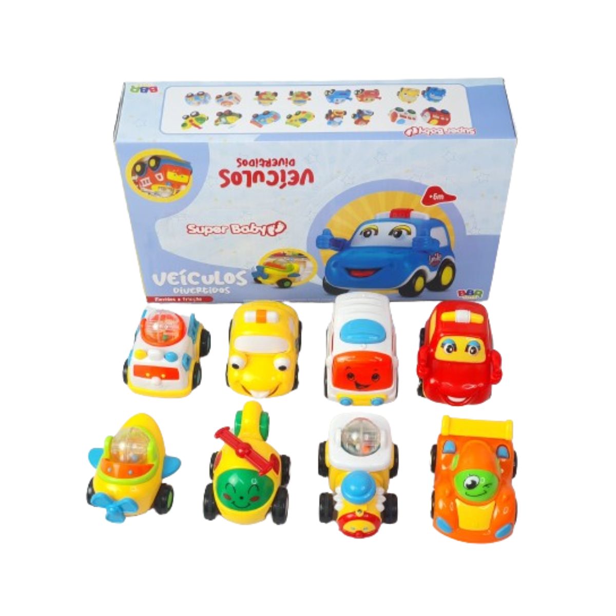 Carrinhos De Fricçao Kit Com 8 Peças - Bbr Toys