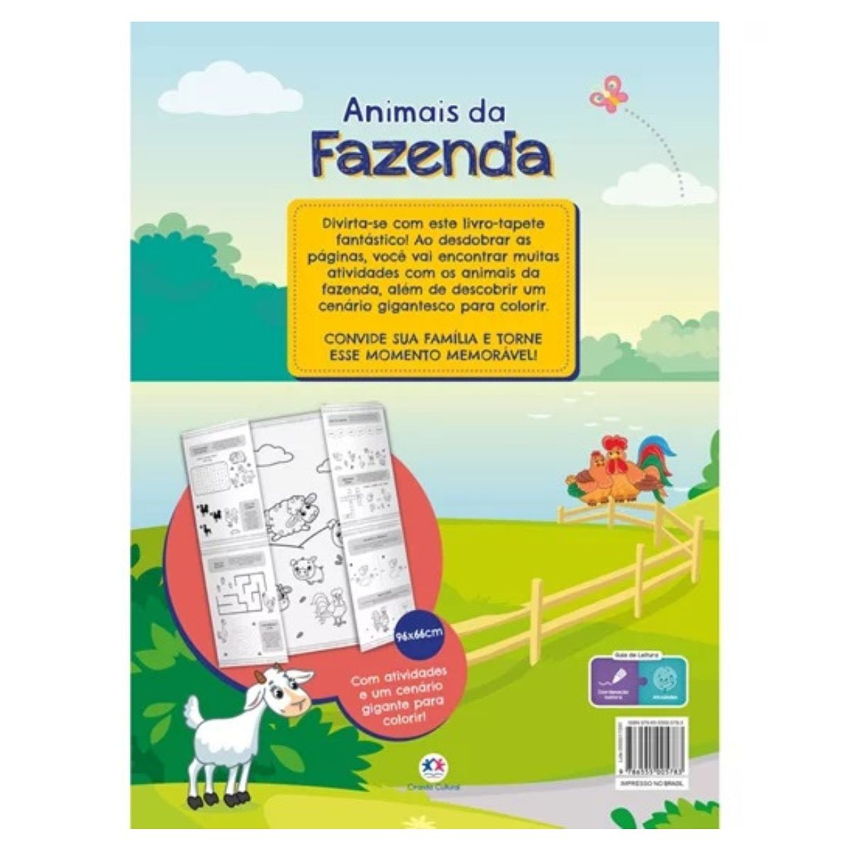 Kit 2 Livros Infantil Animais da Fazenda: Livro Tapete - Meu Livrão de Colorir + Lousa Magnética - Ciranda Cultural