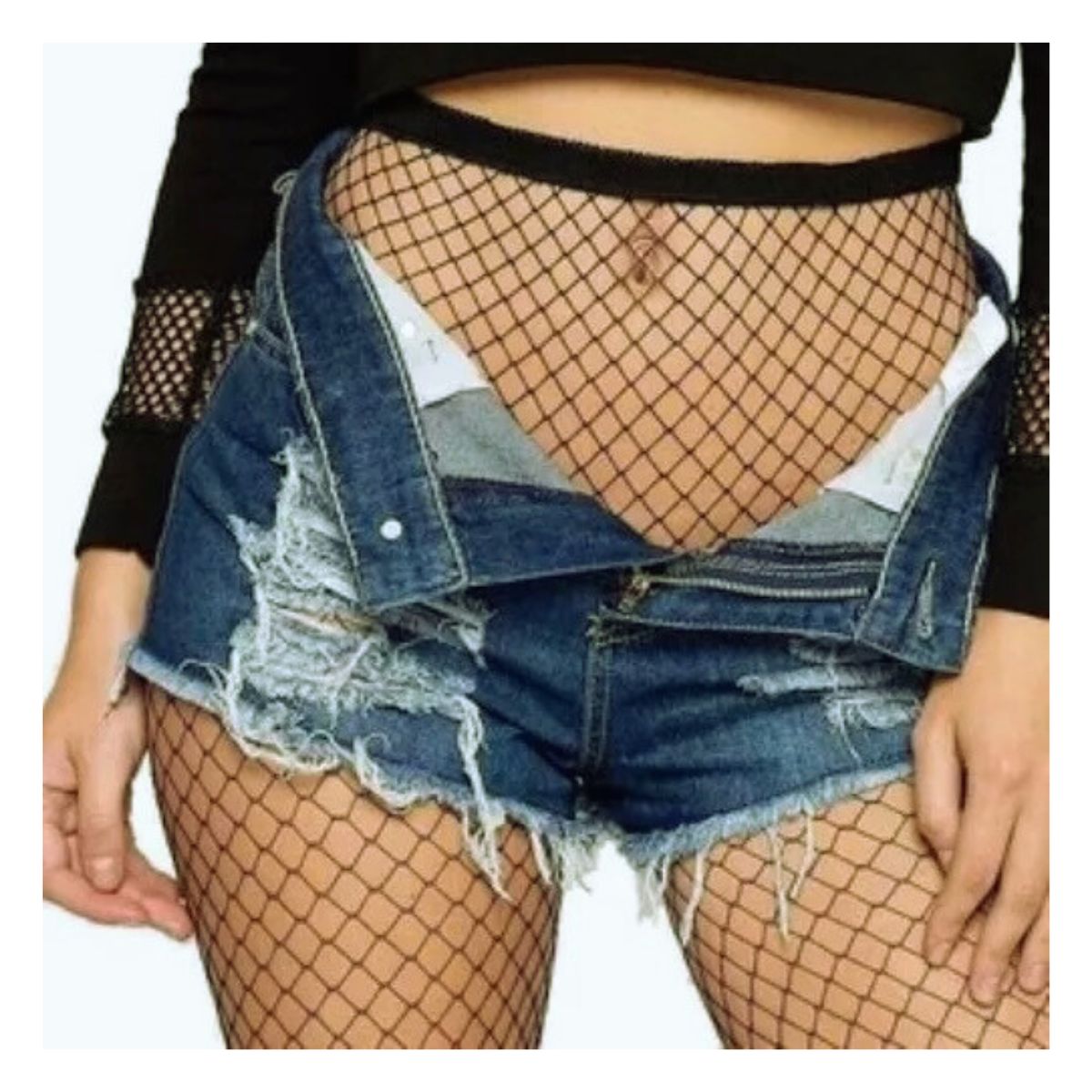Meia Calça Arrastão Preto - Tamanho Único