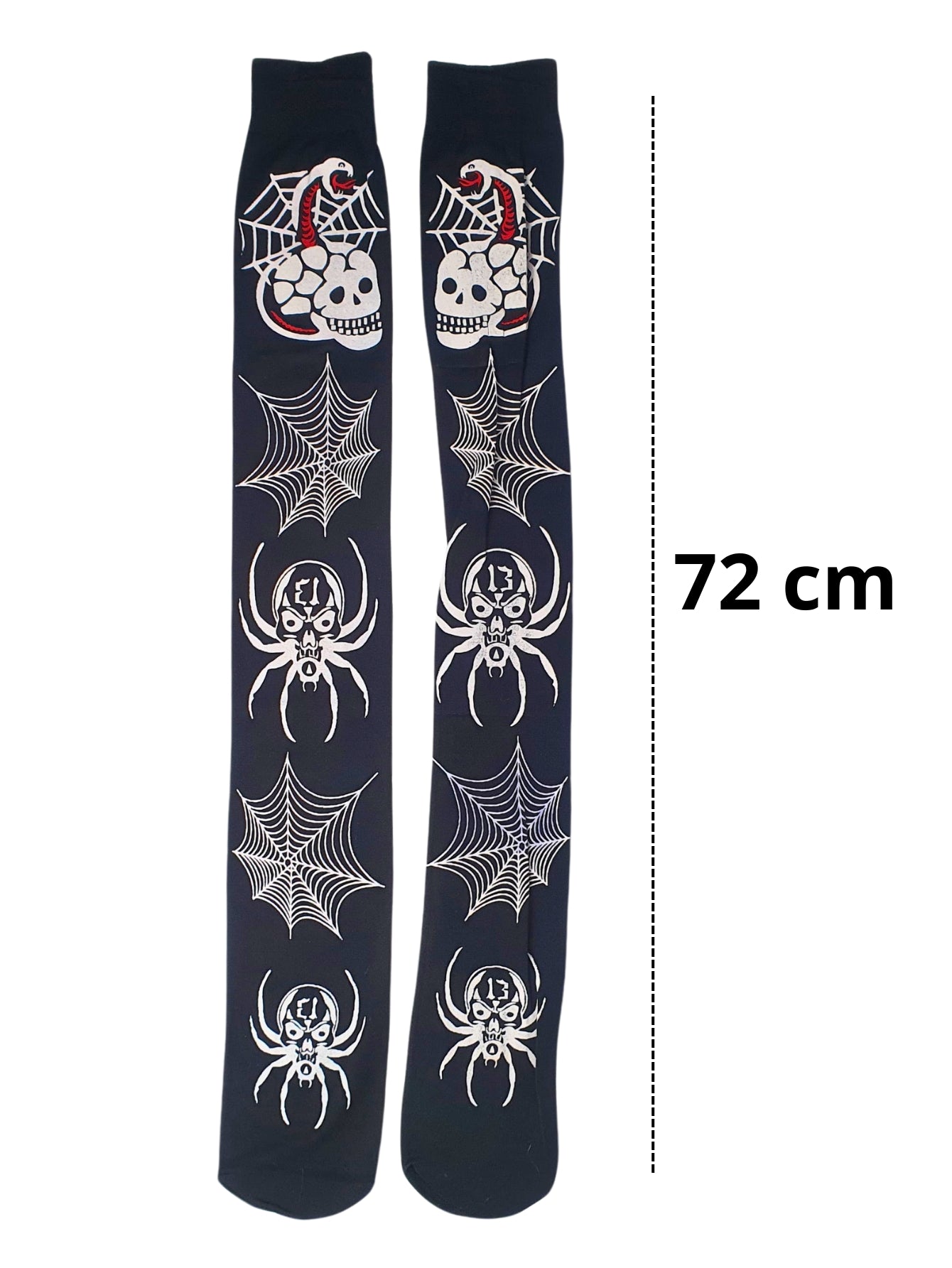 Meia Calça Preta Com Caveira E Teia E Branco Para Fantasia Cosplay e Festa 5/8