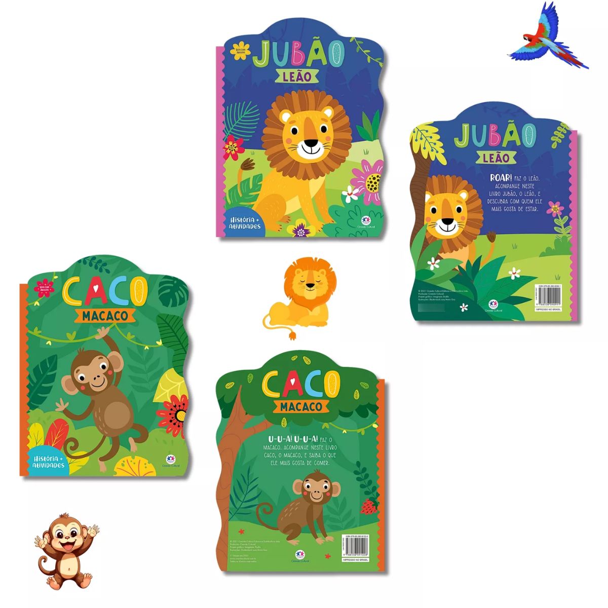 Kit 4 Livros Ciranda Cultural: Binho Sapinho, Bela Abelha, Jubão Leão E Caco Macaco - Livros Educativos Infantil, Ciranda Cultural