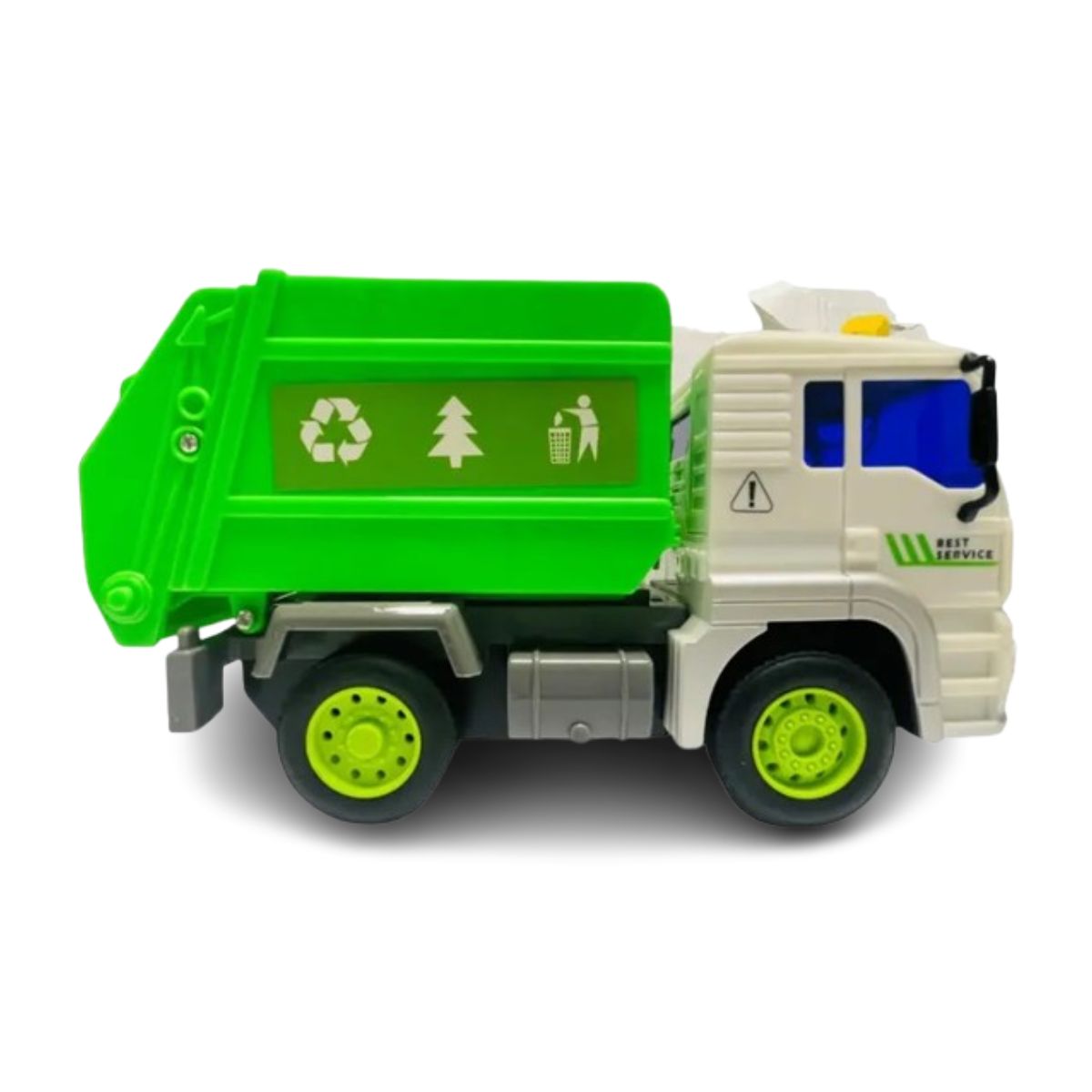 Caminhão Fricção Coleta Lixo Verde Com Som E Luz - Dm Toys