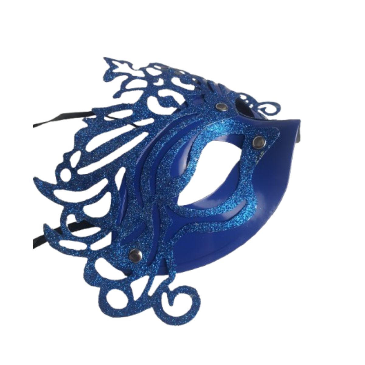 Máscara Fantasia Glitter Festa Carnaval Azul