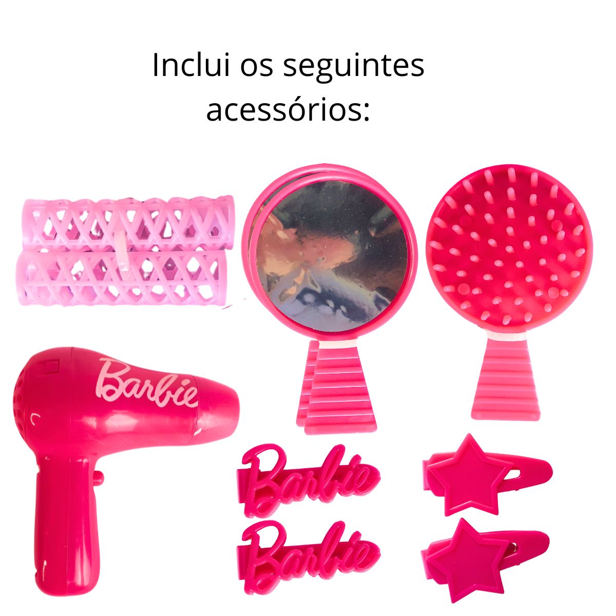 Kit De Acessórios Para Cabelo Barbie Secador - Pupee