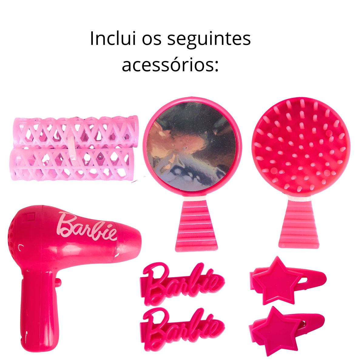 Kit 2 Acessórios Barbie Secador / Cacheador Cabelos - Pupee