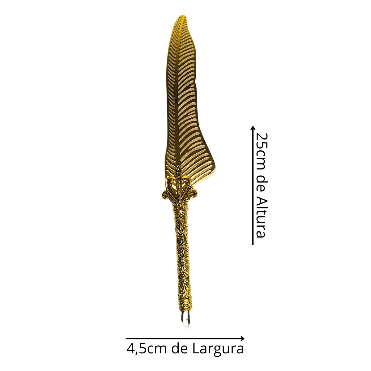 Kit Caneta Tinteiro com Pena de Metal Dourada - Modelo 2