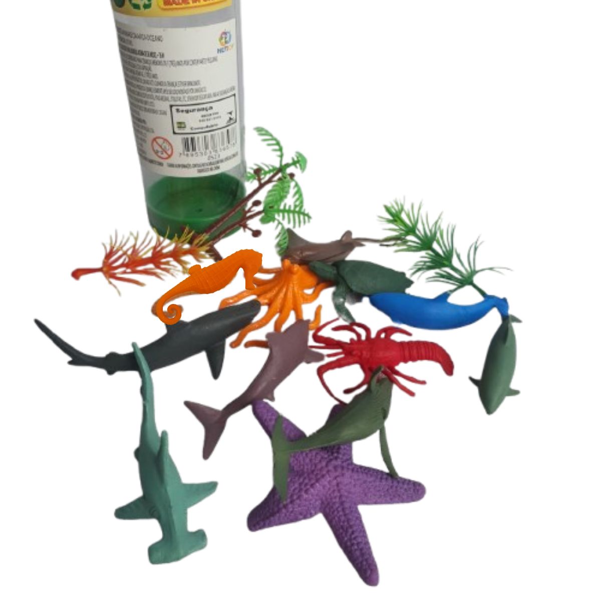 Kit Animais Da Arca Oceano Tubo Brinquedo 15 Peças - Nettoy