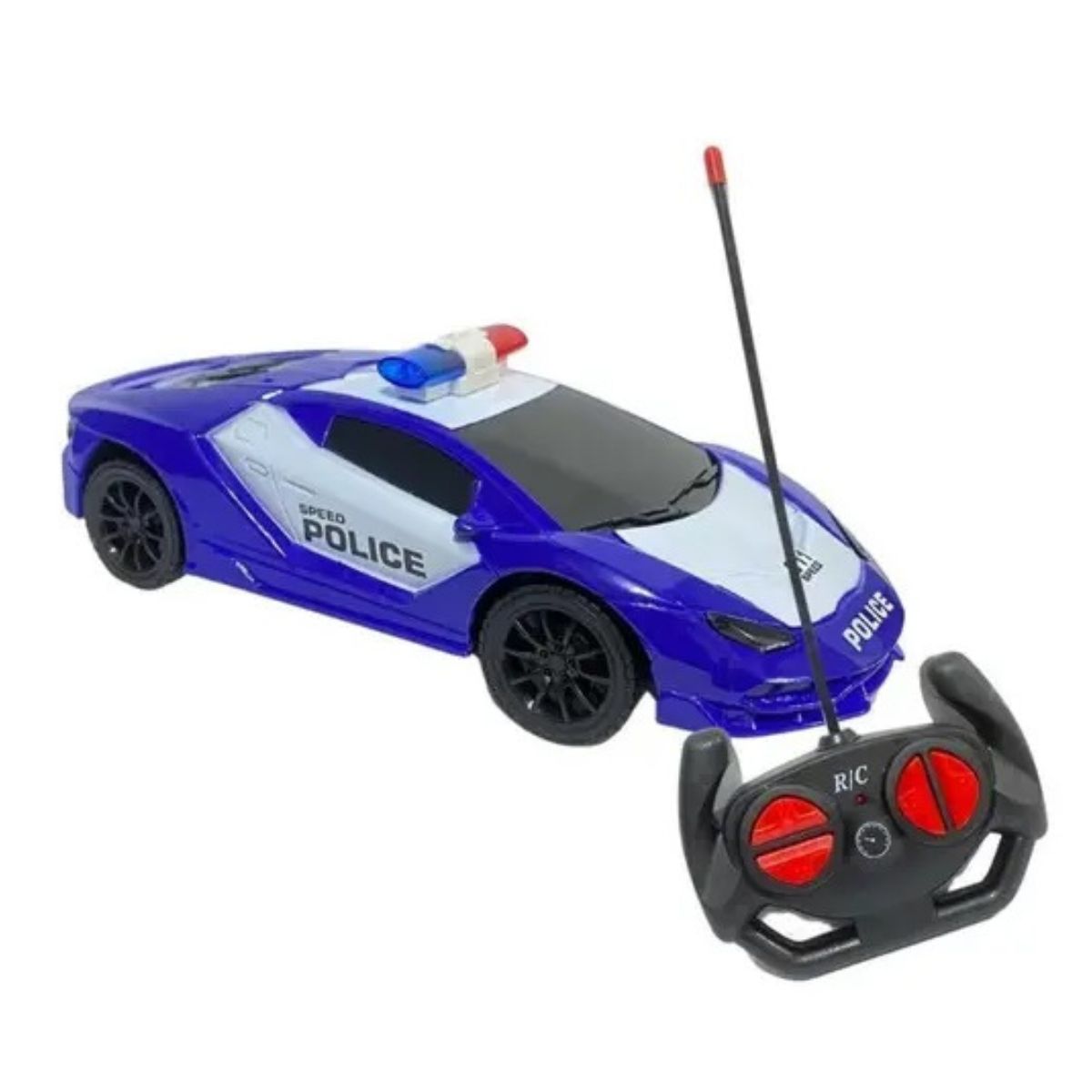Carro De Polícia Com Controle Remoto Azul - Bbr Toys