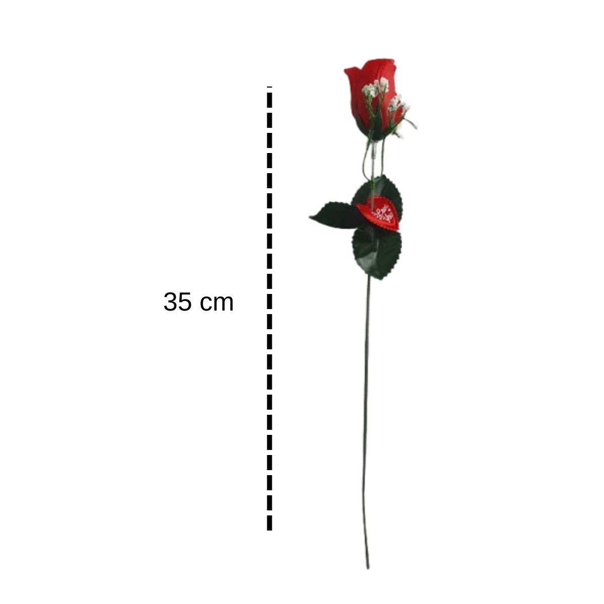 Rosa Artificial C/ Tag Coração Amor Love Dia Das Mães / Namorados