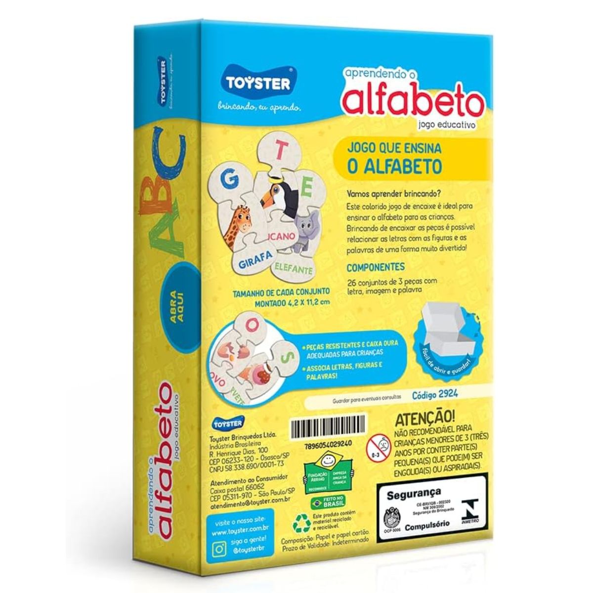 Jogo Educativo Quebra Cabeça Aprendendo Alfabeto - Toyster