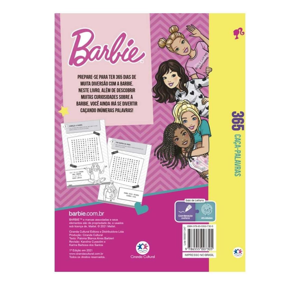 Kit 3 Livros Infantil Barbie: 365 Caça-palavras + 365 Atividades E Desenhos Para Colorir + Barbie E O Segredo Das Fadas - Ciranda Cultural