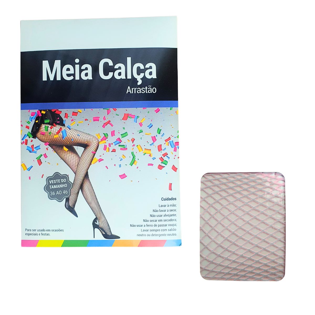 Meia Calça Arrastão Branco - Tamanho Único
