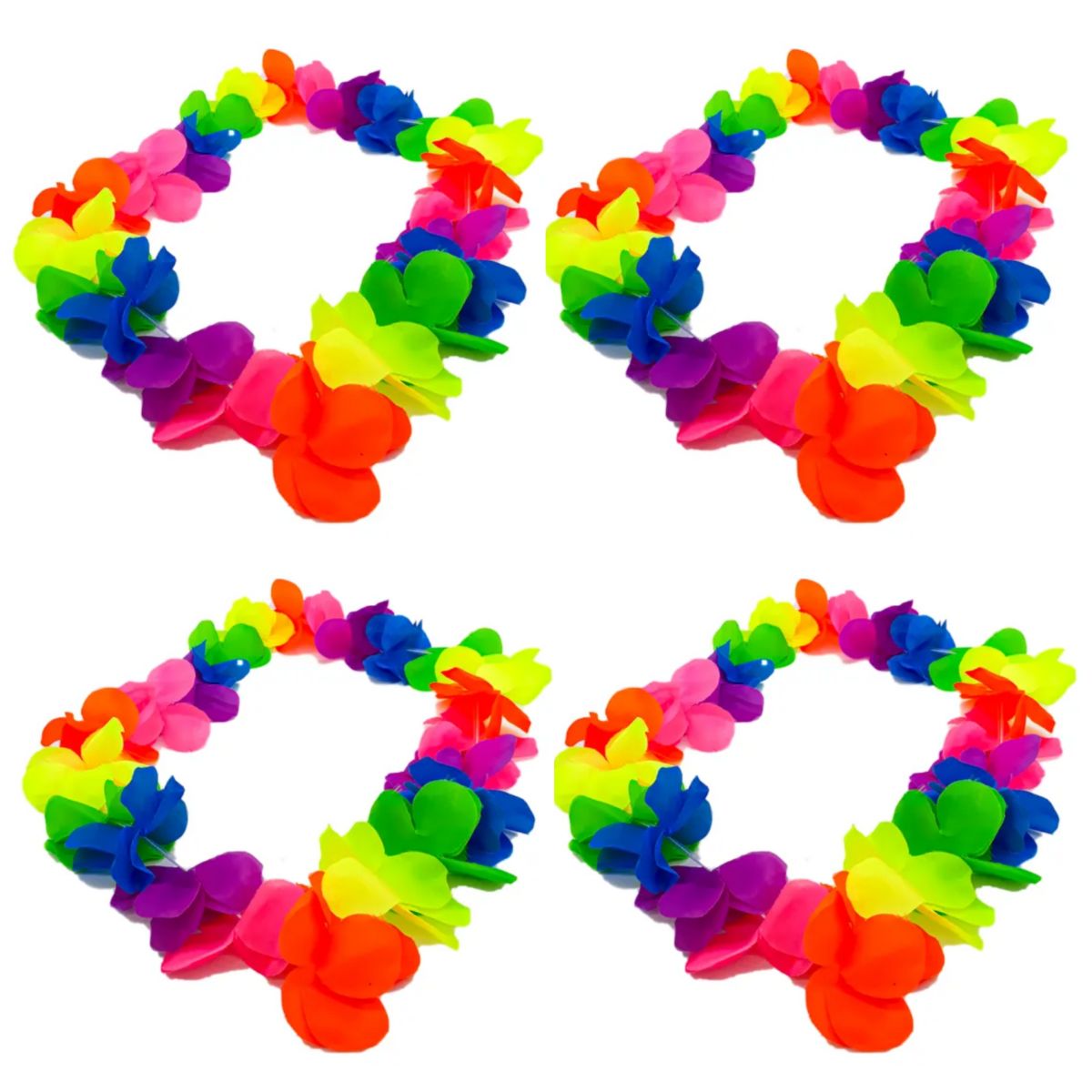 Kit 4 Colares Havaiano Festa Fantasia Carnaval Neon Luau