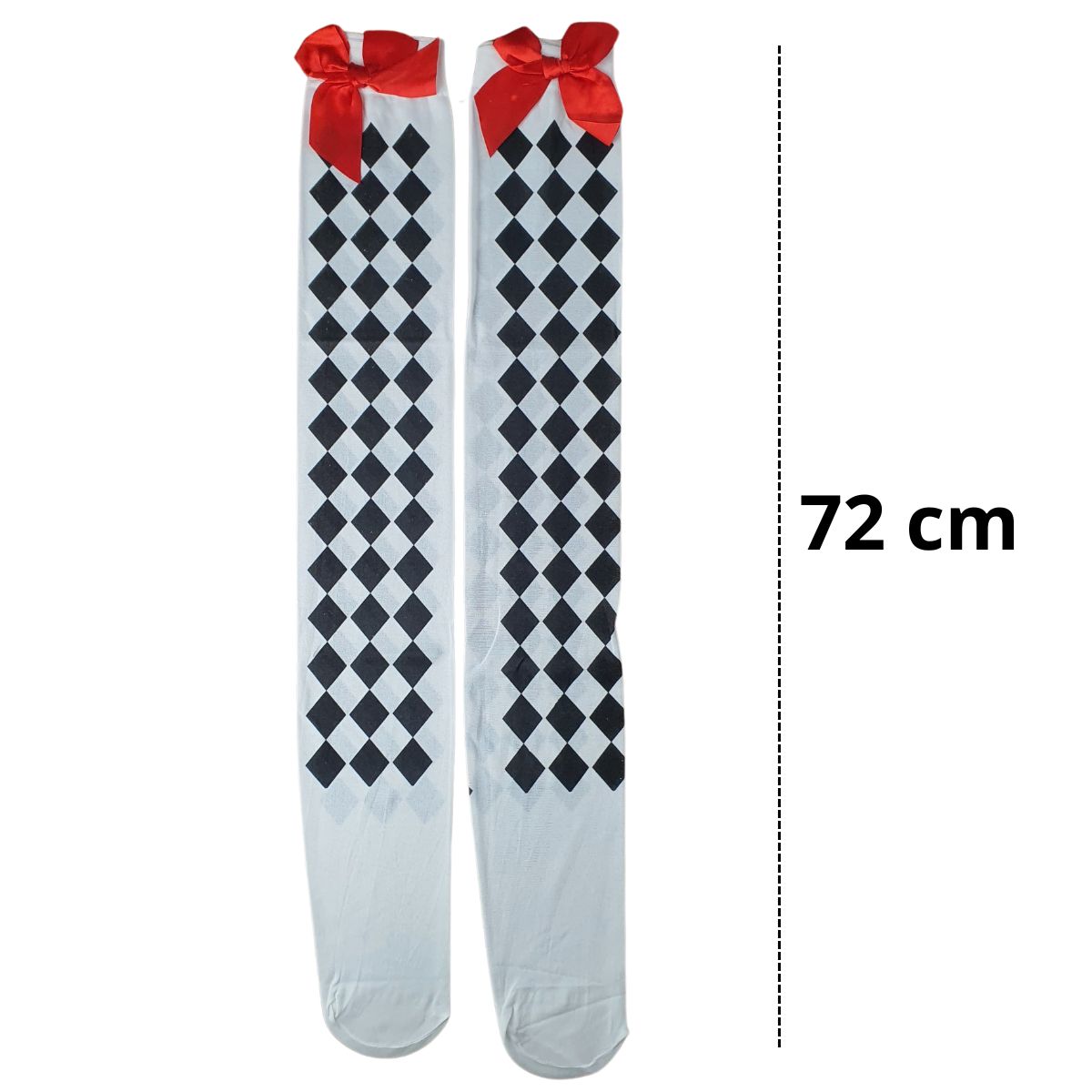 Meia Calça Quadriculada Com Laço Para Fantasia Cosplay e Festa 5/8