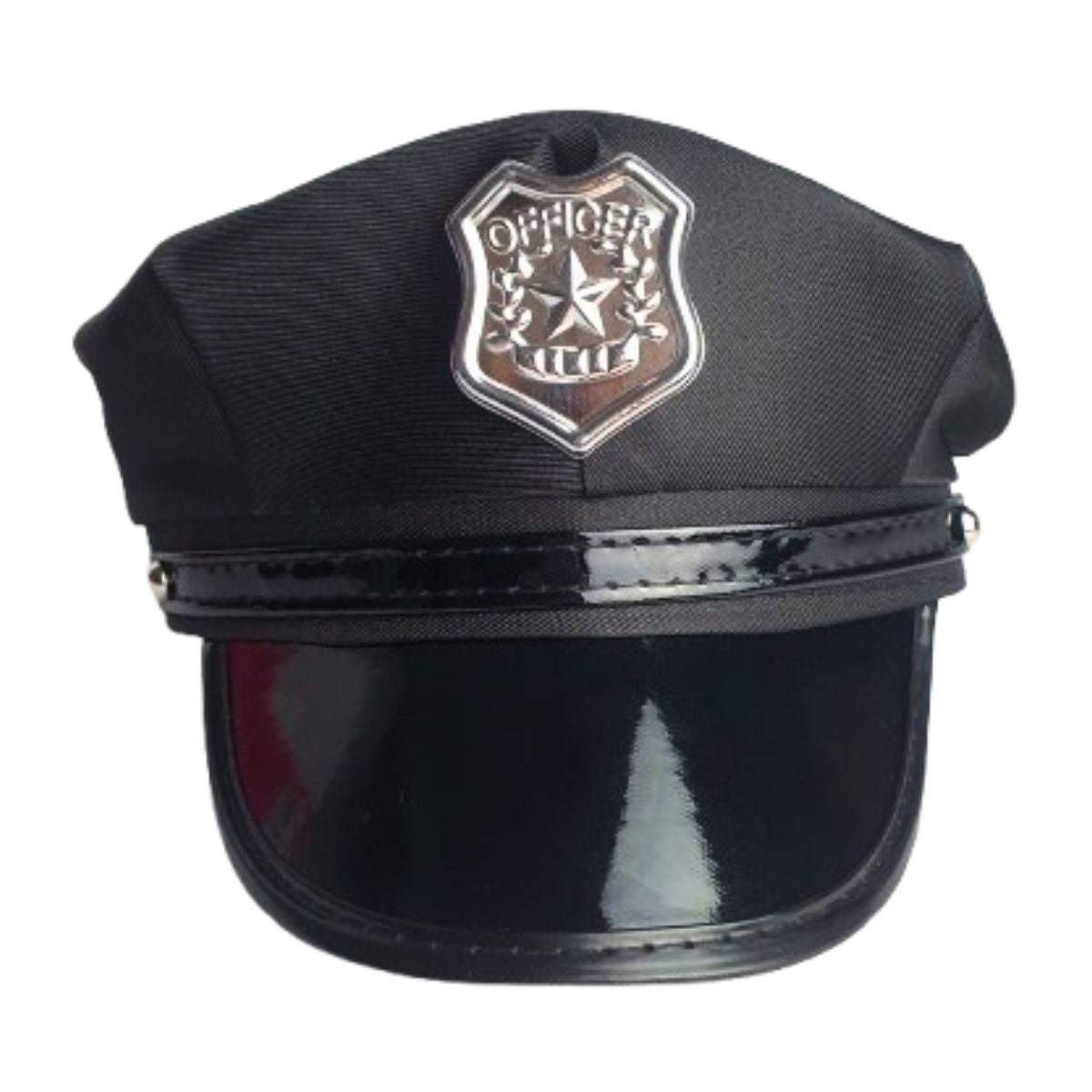 Chapéu Quepe Boina Policial Officer Preto Fantasia Cosplay