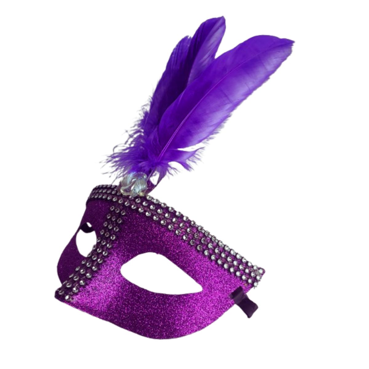 Máscara Fantasia Pena Glitter Festa Carnaval Roxo