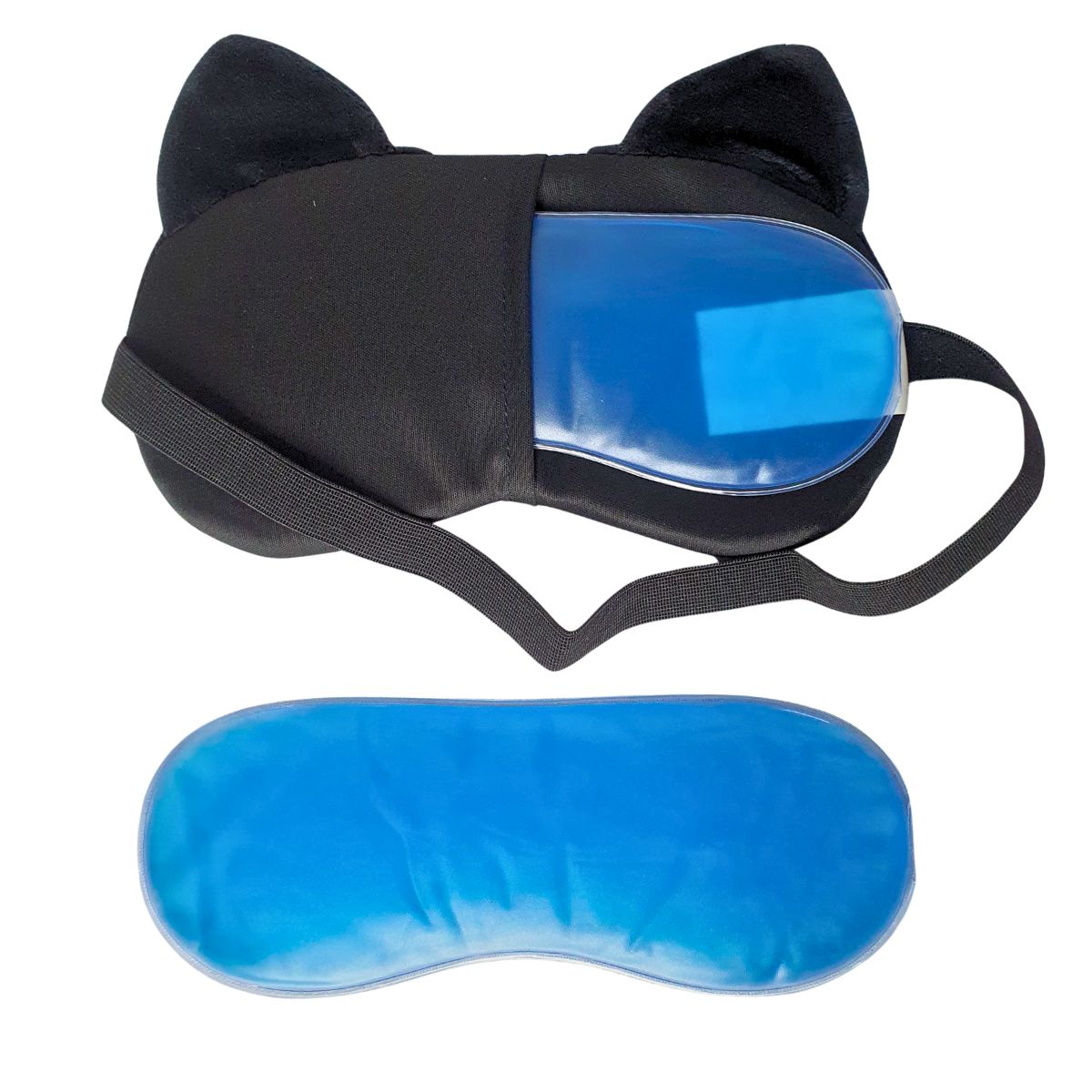 Máscara De Gato Preto Com Coração - Máscara De Descanso Com Bolsa De Gel
