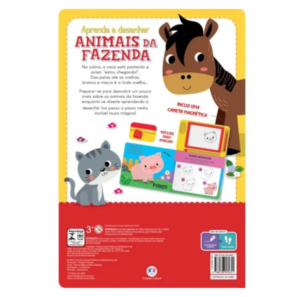 Kit 2 Livros Infantil Animais da Fazenda: Livro Tapete - Meu Livrão de Colorir + Lousa Magnética - Ciranda Cultural