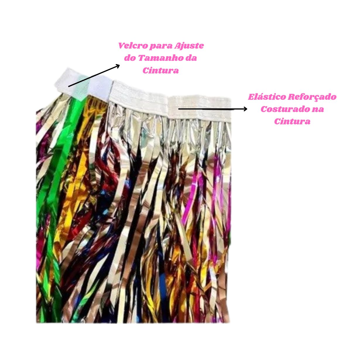 Kit Fantasia Oncinha Três Peças E Saia Metalizada Rosa