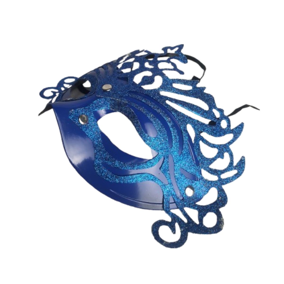 Máscara Fantasia Glitter Festa Carnaval Azul