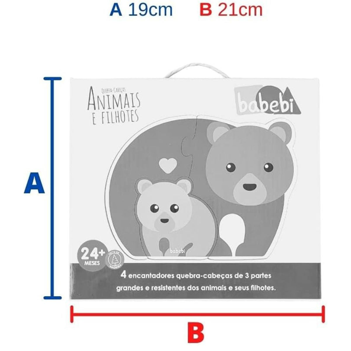 Quebra-cabeça Educativo 3 Partes Animais E Filhotes - Babebi
