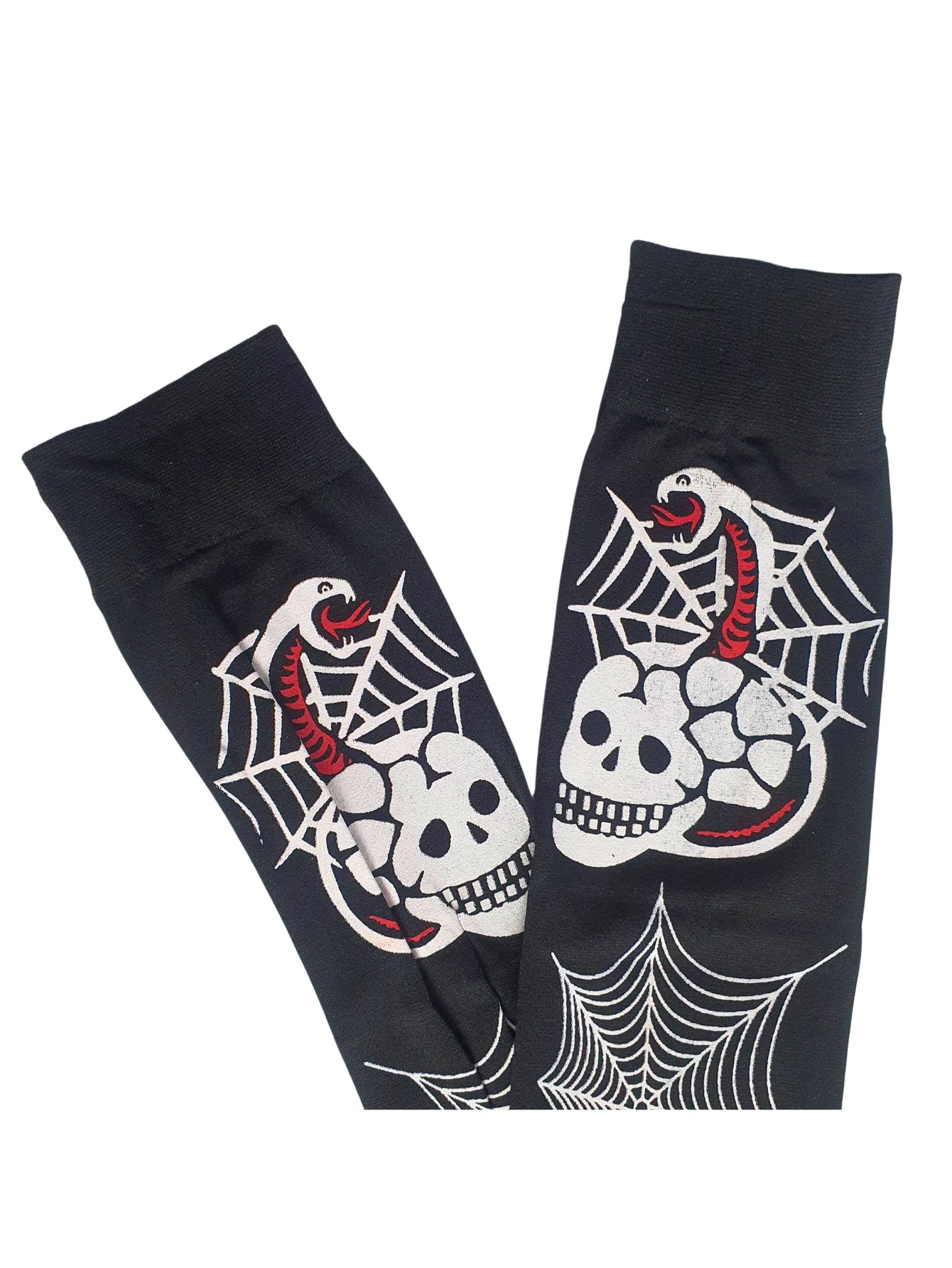 Meia Calça Preta Com Caveira E Teia E Branco Para Fantasia Cosplay e Festa 5/8