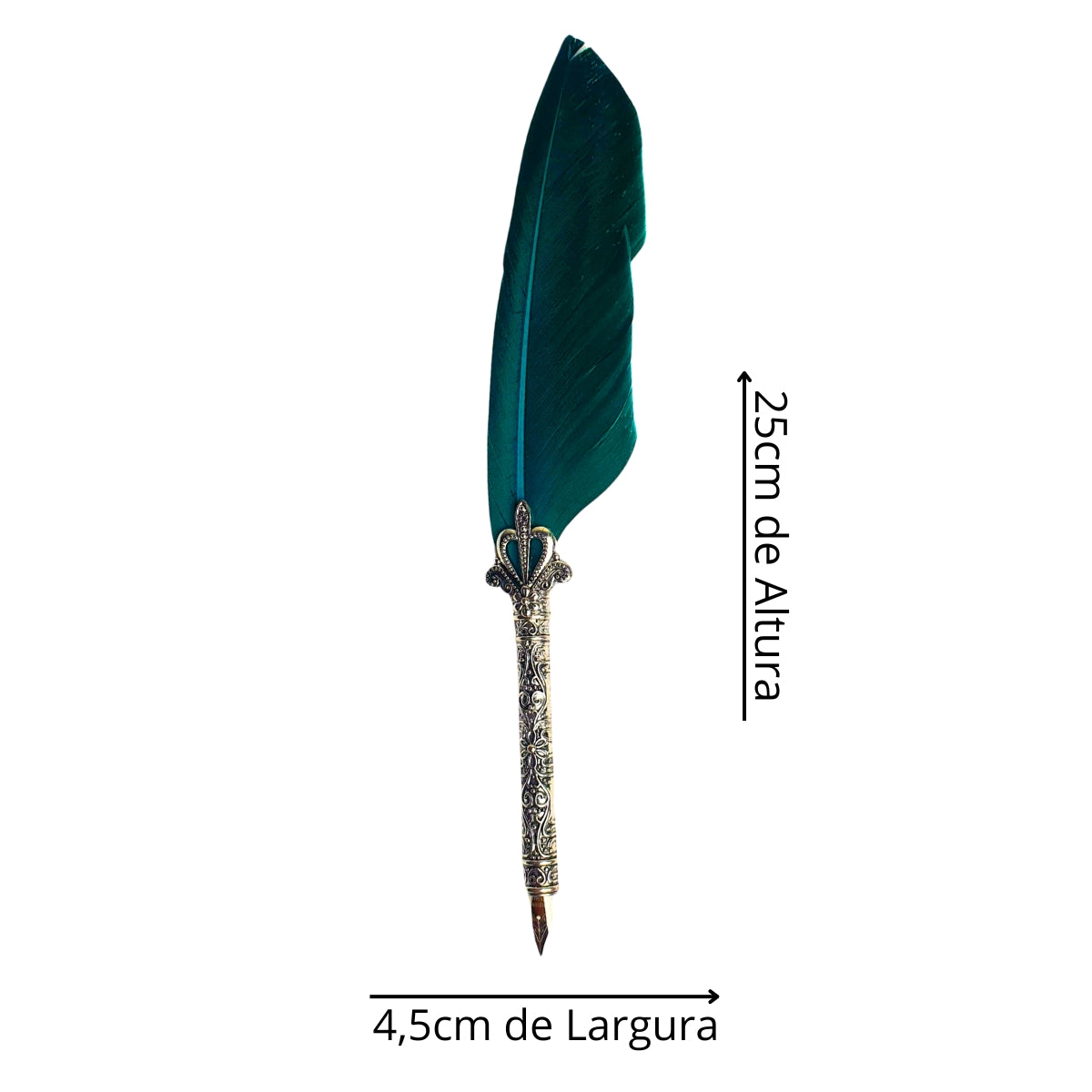 Kit Caneta Tinteiro de Pena Verde Água