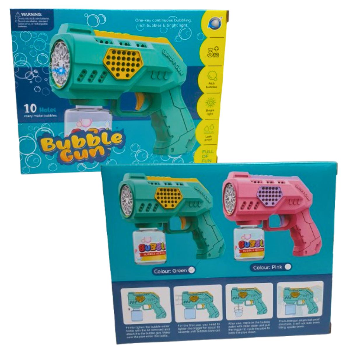 Brinquedo Pistola Lança Bolha Bubble Gun Verde Com Luz