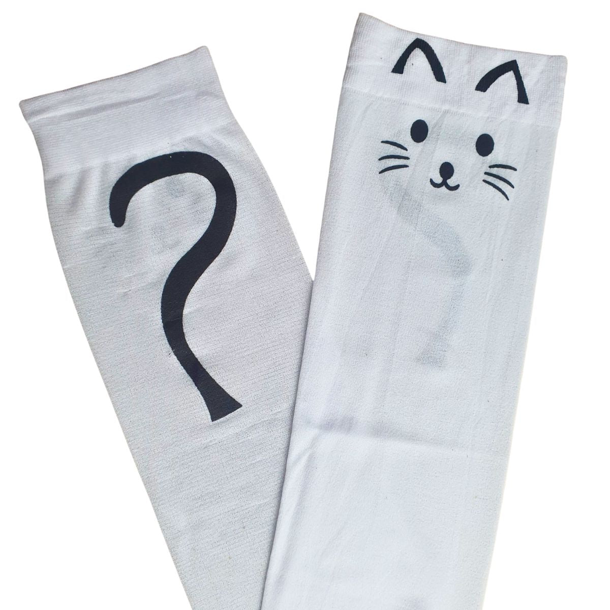 Meia Calça Gatinho Branco Para Fantasia Cosplay e Festa 5/8