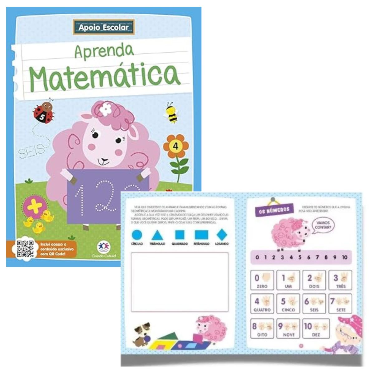 Kit 6 Livros Infantil Apoio Escolar: Cartilha Crescer - Alfabeto + Caligrafia Letra Cursiva + Caligrafia Letra De Forma + Aprenda Matemática + Aprenda A Tabuada + Caminho Das Letras - Ciranda Cultural