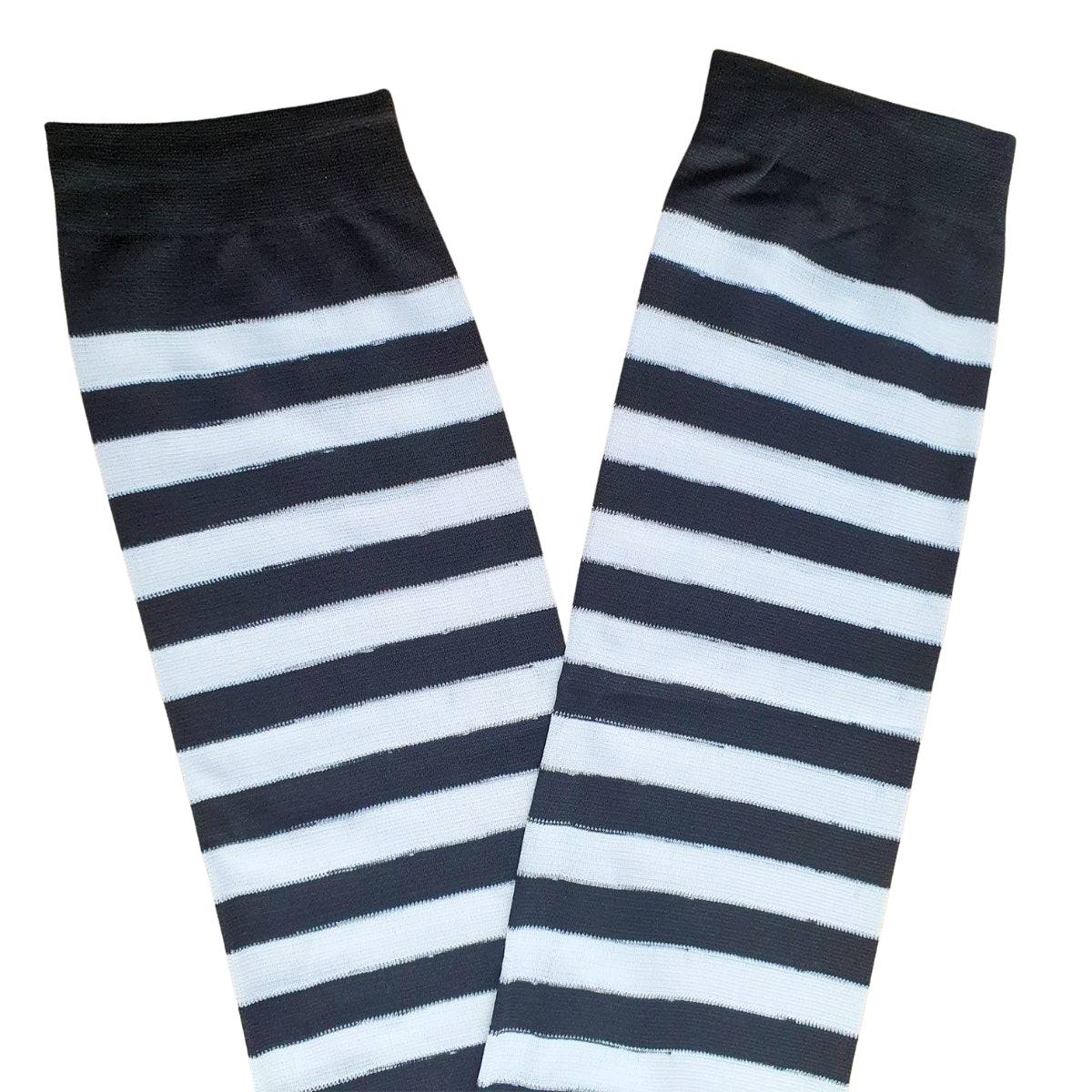 Meia Calça Listrada Preto E Branco Para Fantasia Cosplay e Festa 5/8