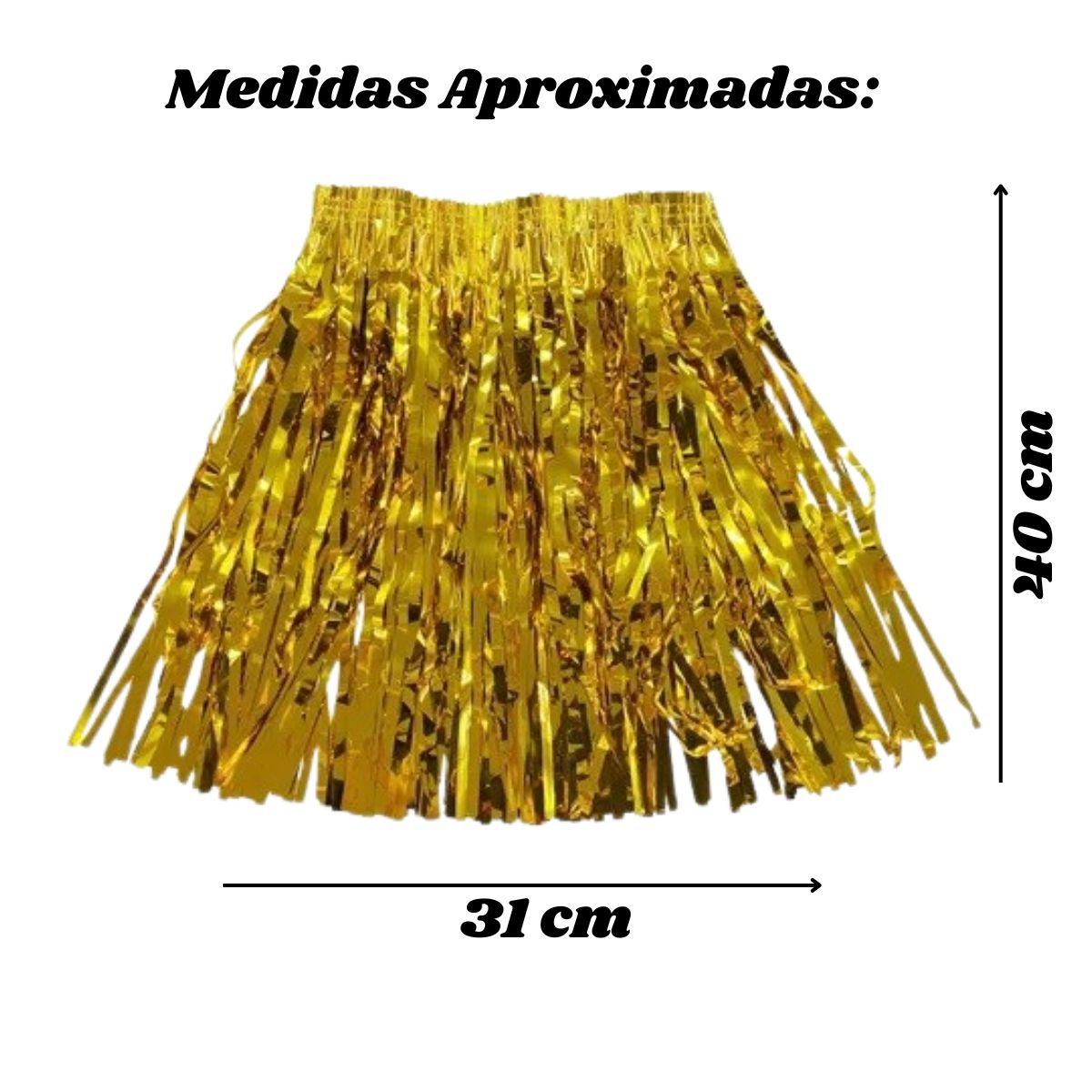 Saia Fitilho Franja Metalizada Fantasia Carnaval Dourado
