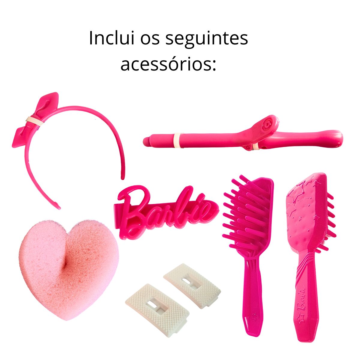 Kit 2 Acessórios Barbie Secador / Cacheador Cabelos - Pupee