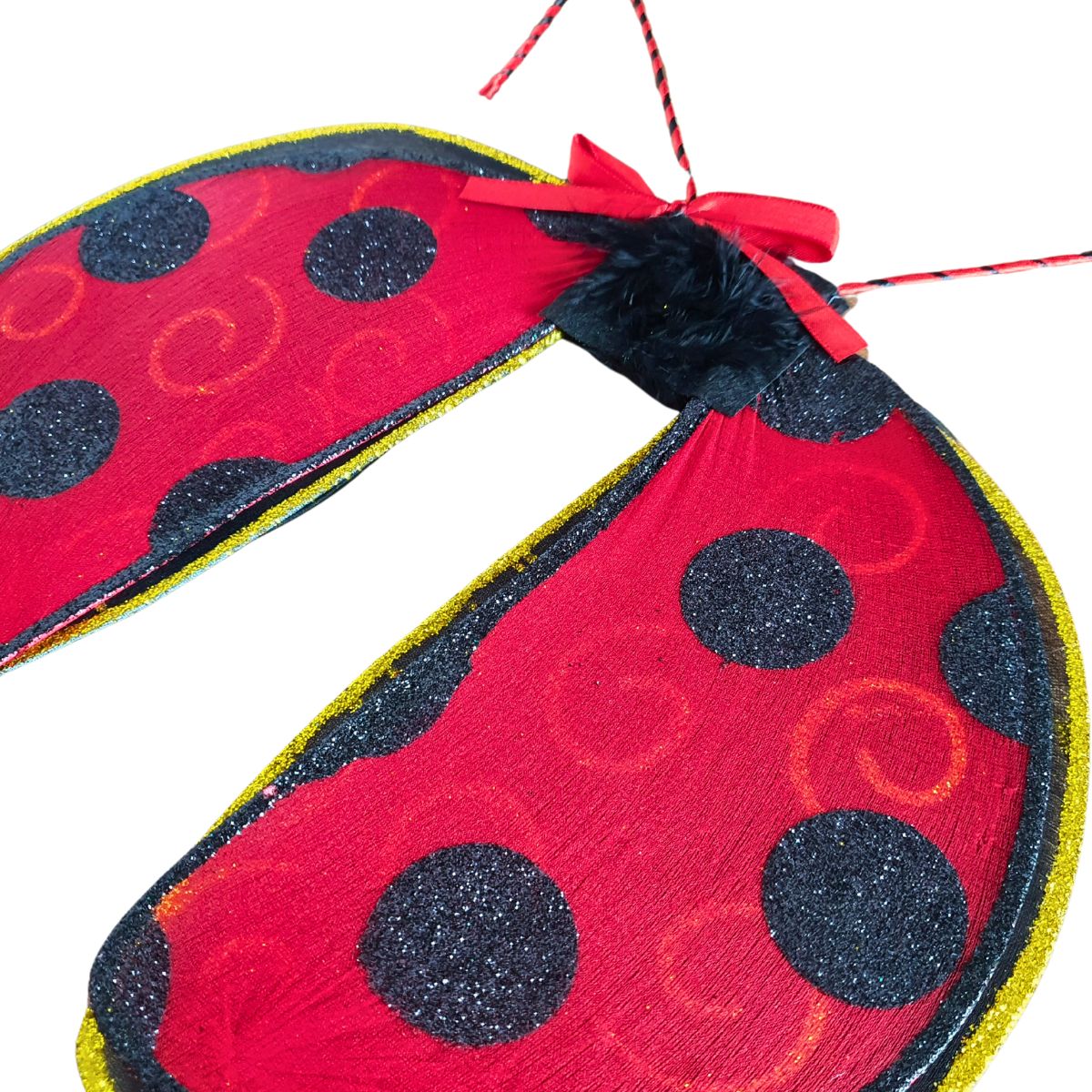 Kit Fantasia Joaninha Luxo Festa Carnaval Cosplay Asa + Meia Calça 5/8