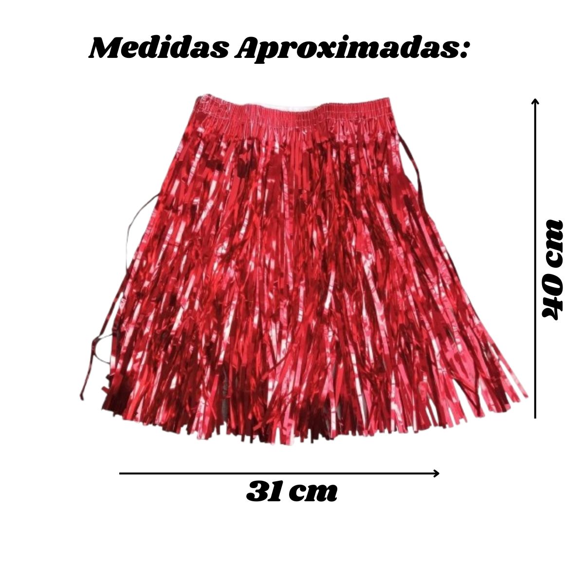 Saia Fitilho Franja Metalizada Fantasia Carnaval Vermelho