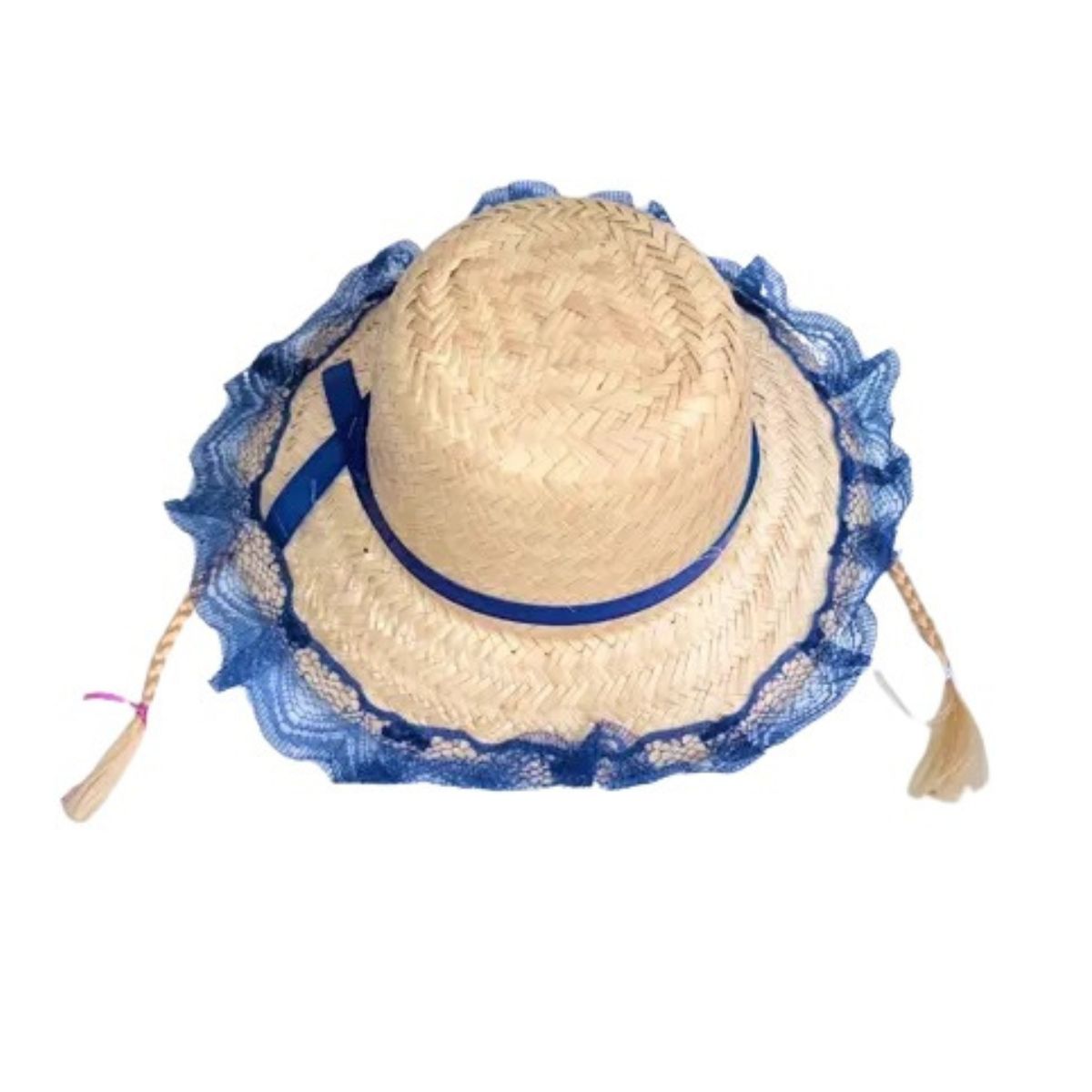 Chapéu De Palha Com Renda E Trança Embutido Loiro Festa Junina Caipirinha Quadrilha Sortido