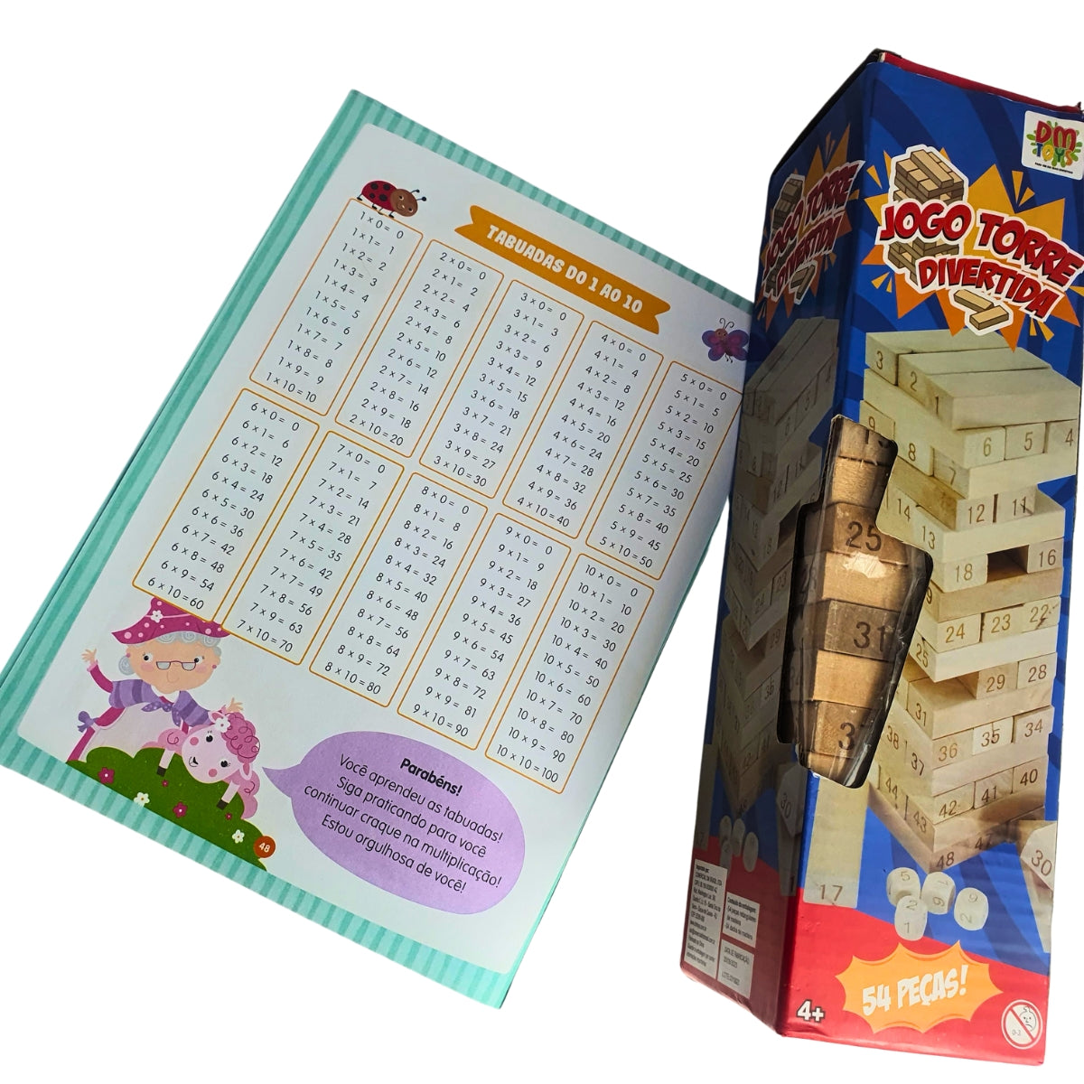 Kit Jogo Torre Divertida + Livro Aprenda a Tabuada