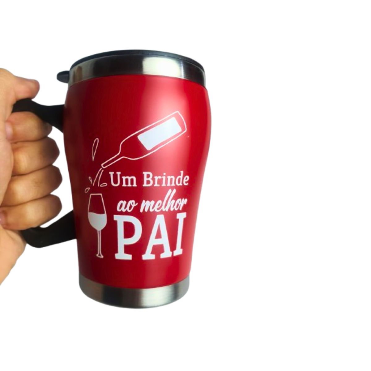 Caneca Térmica Inox Com Tampa Removível 350ml Dia Dos Pais - Vermelho