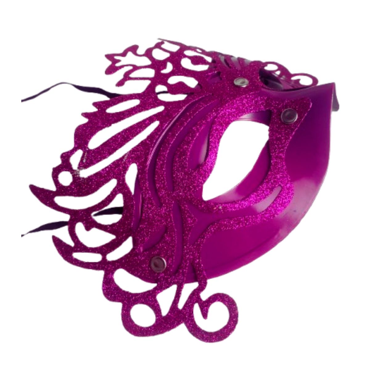 Máscara Fantasia Glitter Festa Carnaval Rosa