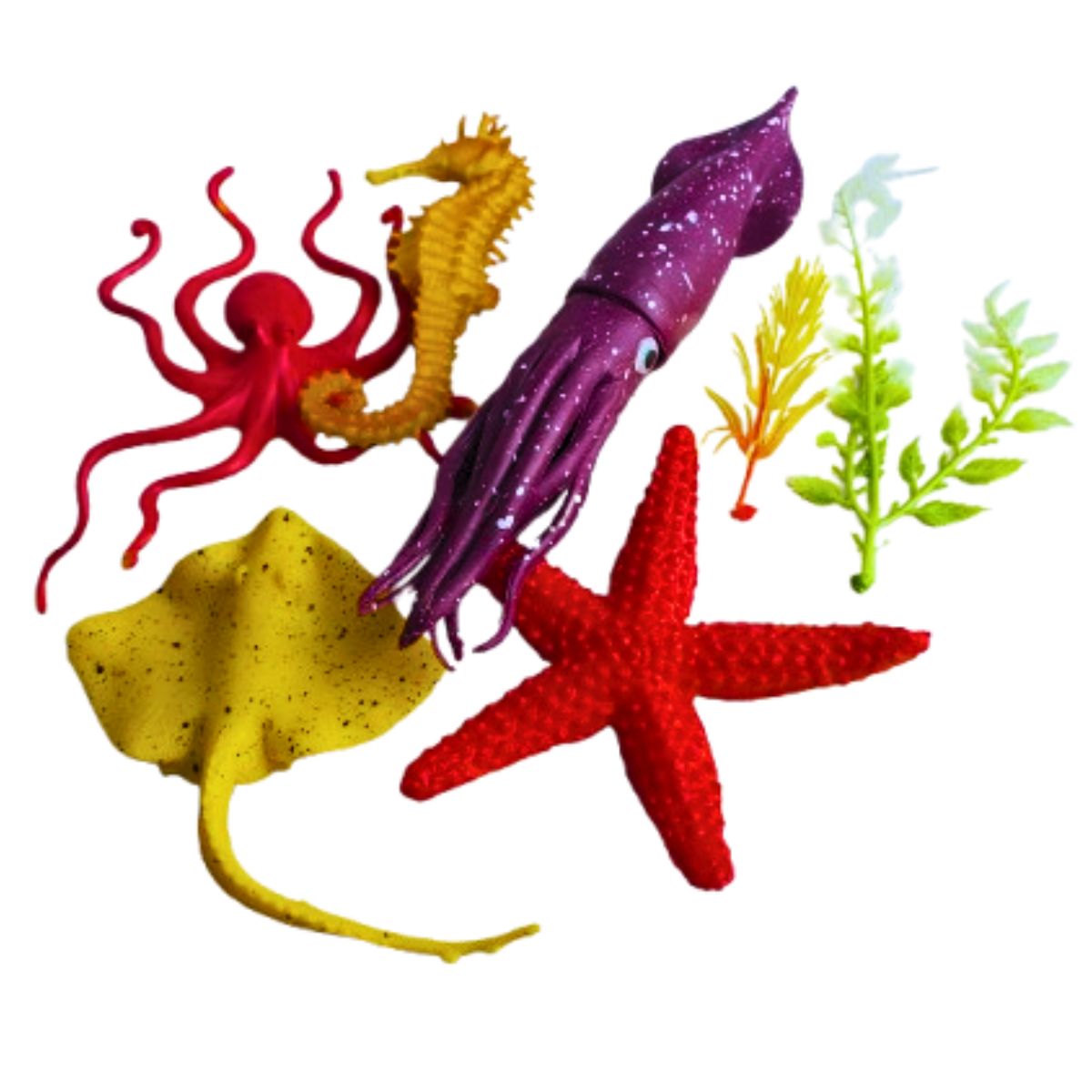 Kit Vida Marinha Animais Aquáticos Brinquedo 7 Pçs- Ark Toys