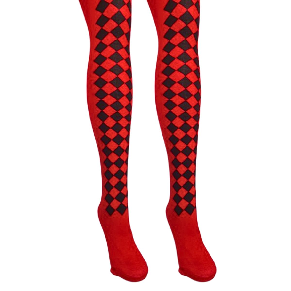 Meia Calça 5/8 Fantasia Cosplay Vermelho Quadriculada