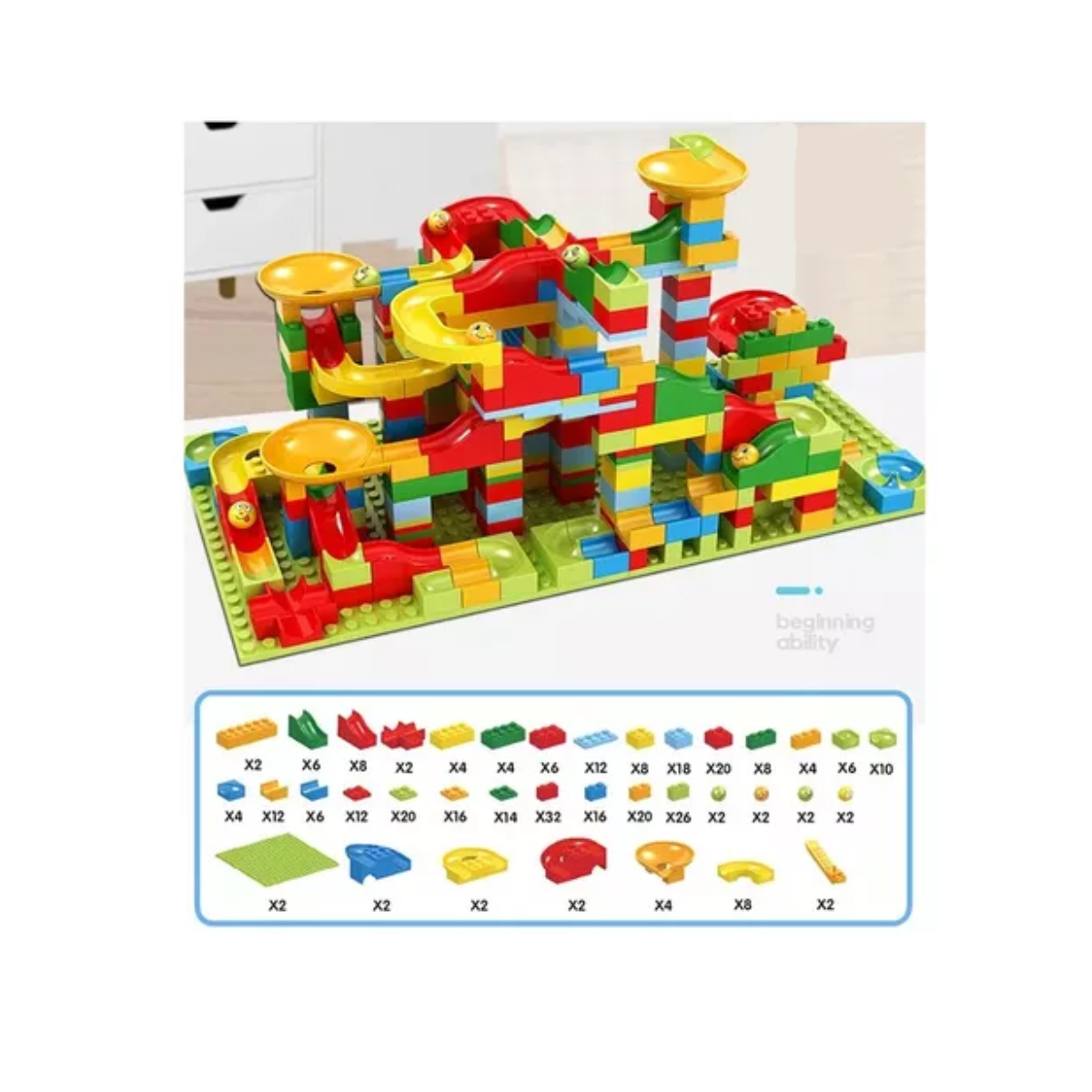 Brinquedo Pista Rola Bola Puzzle Blocos De Montar 340 Pçs - Steam Toys