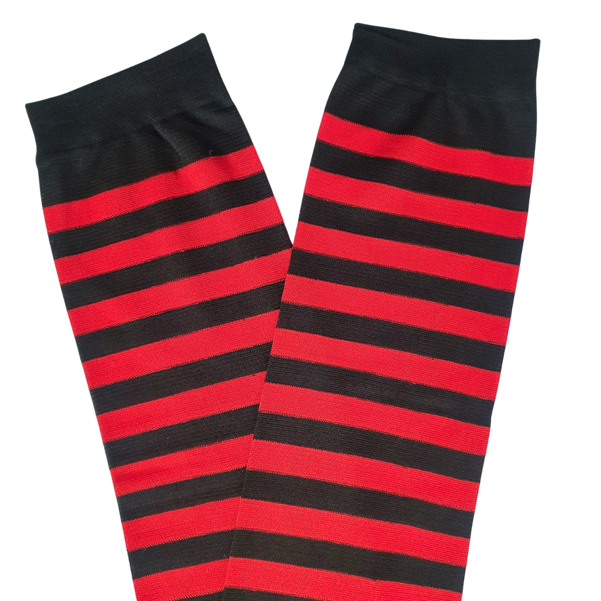 Meia Calça Listrada Preta E Vermelha Para Fantasia Cosplay e Festa 5/8