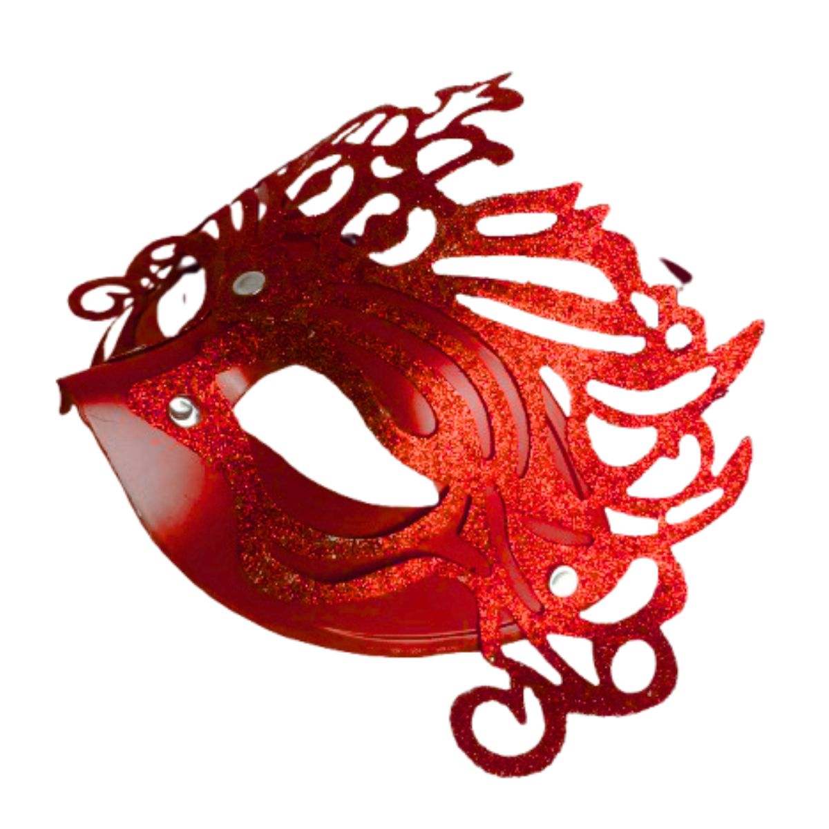Máscara Fantasia Glitter Festa Carnaval Vermelho