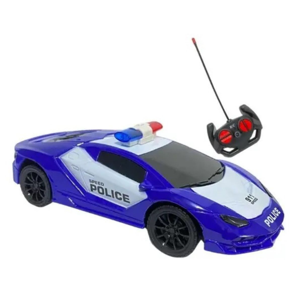 Carro De Polícia Com Controle Remoto Azul - Bbr Toys