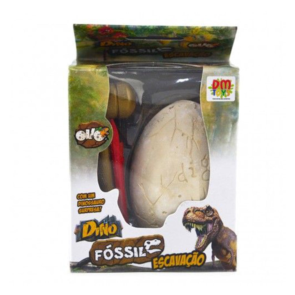 Kit Dino Fóssil Escavação Ovo Arqueologia - Dm Toys