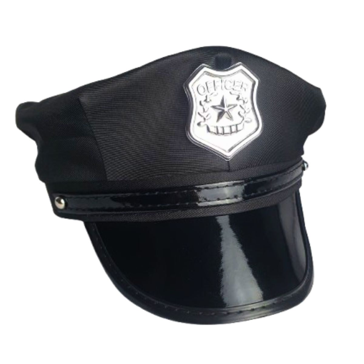 Chapéu Quepe Boina Policial Officer Preto Fantasia Cosplay